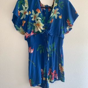 Blue Floral Derek Heart Romper (Summer Outfit)